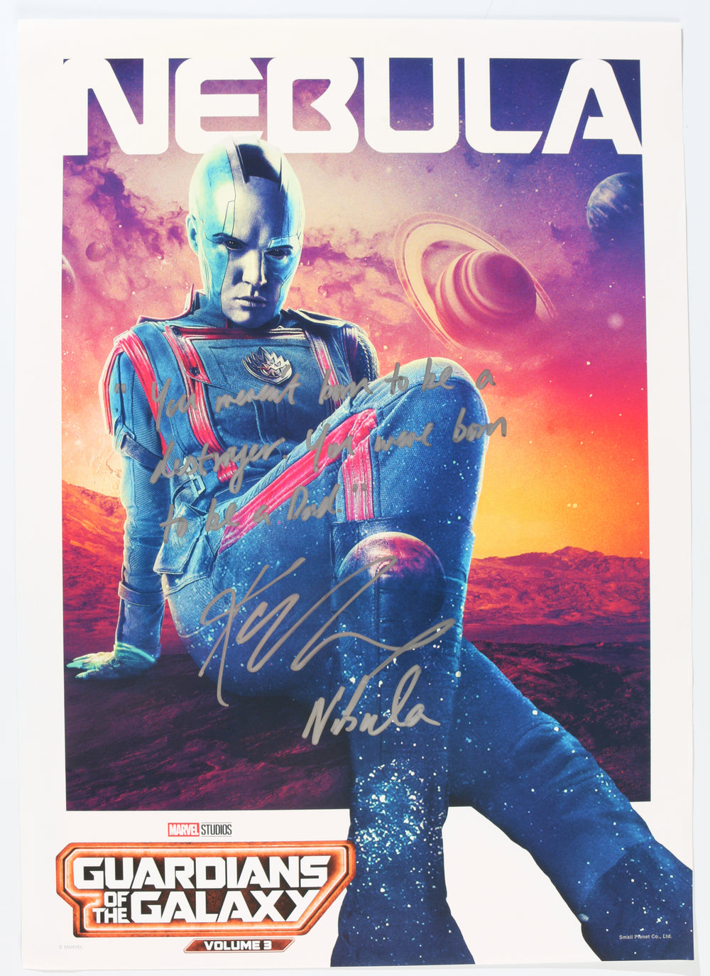 Karen Gillan as Nebula in Guardians of the Galaxy Vol. 3 Signed 12x16.5 Mini Poster with Character Name & Quote