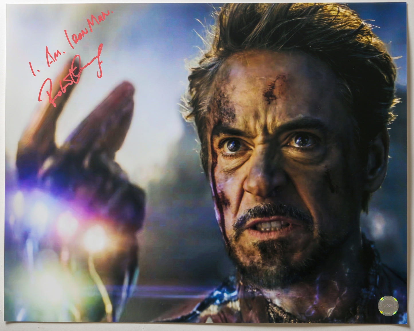 
                  
                    Robert Downey Jr. as Iron Man in Avengers: Endgame (SWAU) Signed 16x20 Photo with "I Am Iron Man" Quote
                  
                