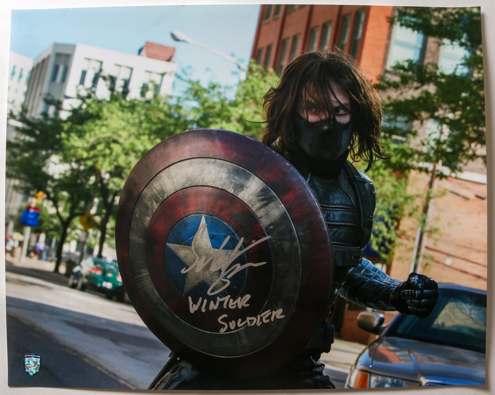 Sebastian Stan as Winter Soldier in Captain America: The Winter Soldier (Official Pix) Signed 16x20 Photo with Character Name