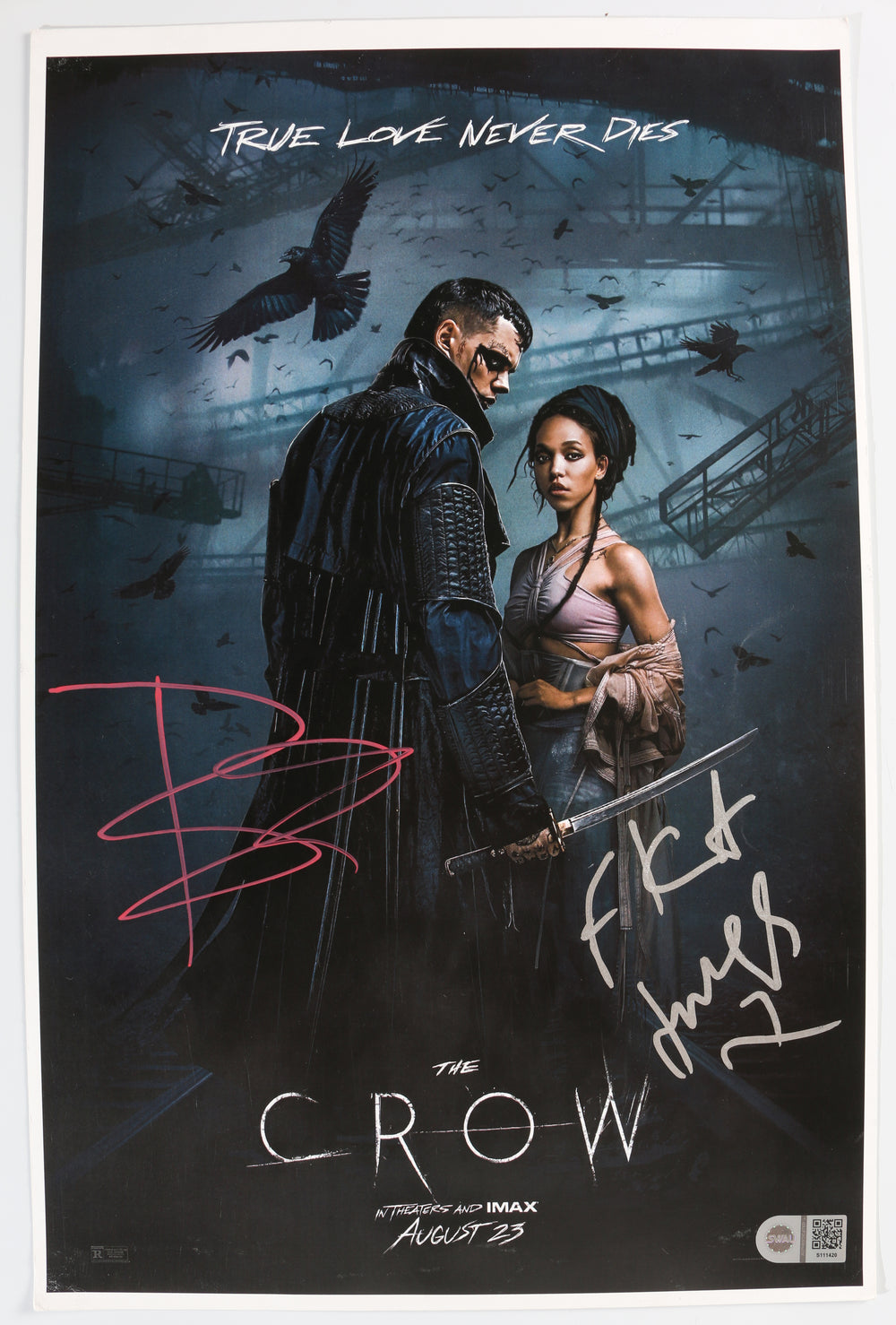 Bill Skarsgård as Eric Draven / Crow & FKA twigs as Shelly Webster in The Crow (SWAU) Signed 11x17 Mini Poster