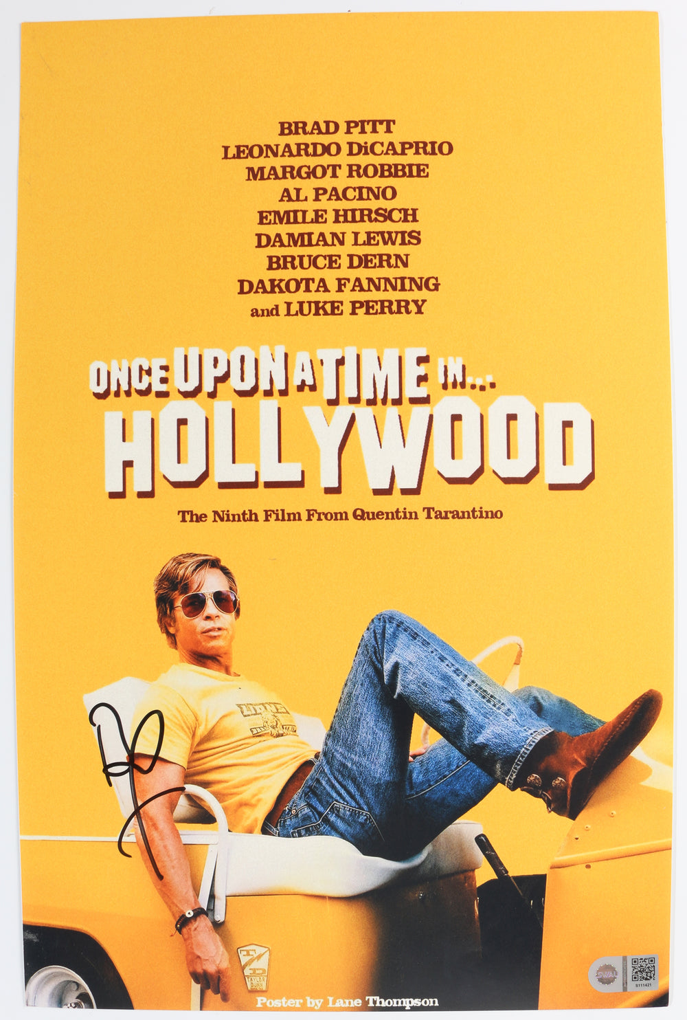 Brad Pitt as Cliff Booth in Quentin Tarantino's Once Upon a Time...in Hollywood (SWAU) Signed 11x17 Mini Poster