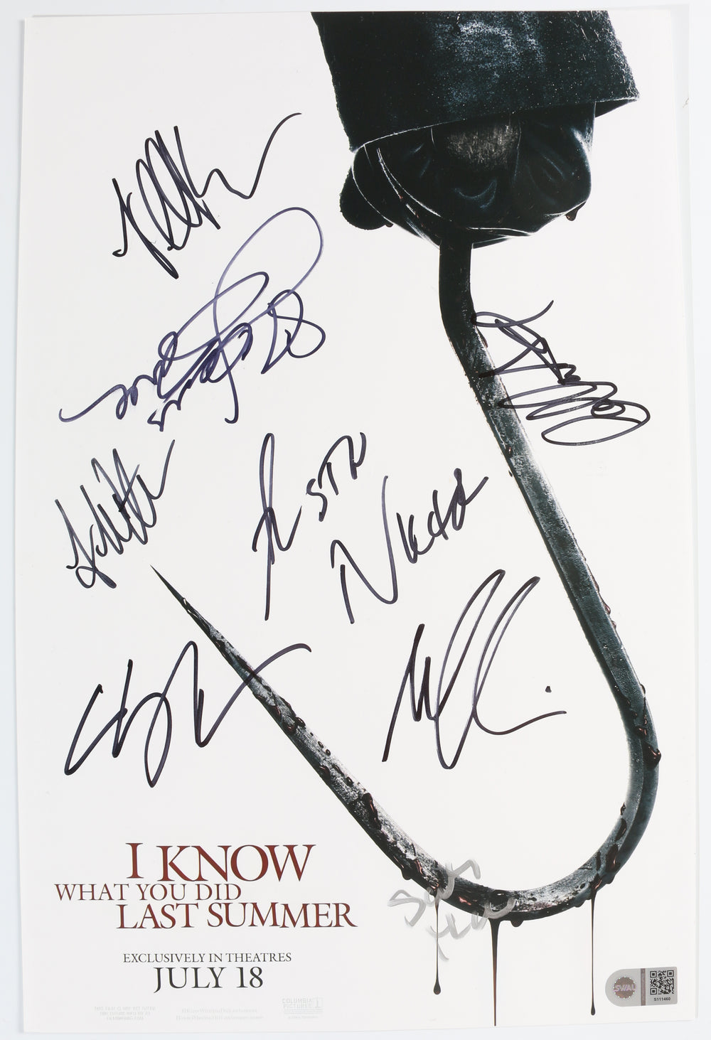 I Know What You Did Last Summer (SWAU) 11x17 Mini Poster Cast Signed by Madelyn Cline, Jennifer Love Hewitt, Sarah Michelle Gellar,  Tyriq Withers, Chase Sui Wonders, Jonah Hauer-King, Gabbriette, & Austin Nichols