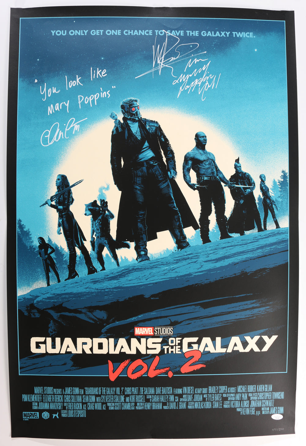 Chris Pratt as Star-Lord & Michael Rooker as Yondu in Guardians of the Galaxy Vol. 2 (JSA) Signed 24x36 Poster with Quotes