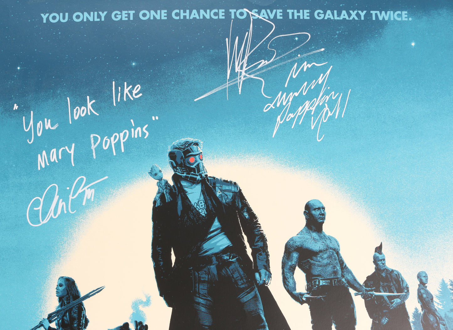 
                  
                    Chris Pratt as Star-Lord & Michael Rooker as Yondu in Guardians of the Galaxy Vol. 2 (JSA) Signed 24x36 Poster with Quotes
                  
                