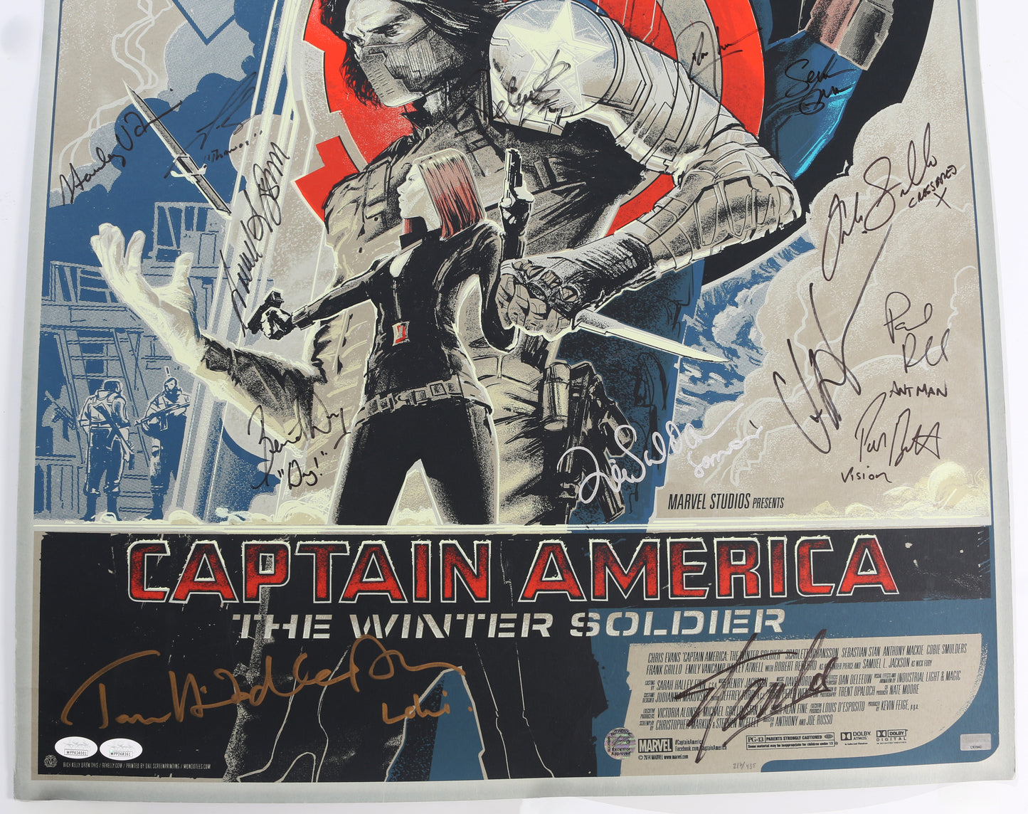 
                  
                    Captain America: The Winter Soldier 24x36 Poster Cast Signed by Chris Evans, Chris Hemsworth, Tom Hiddleston, Anthony Mackie, Jeremy Renner, Anthony Mackie, Samuel L. Jackson, Elizabeth Olson, Sebastian Stan, Zoe Saldana, Paul Rudd, Josh Brolin & Stan Lee
                  
                