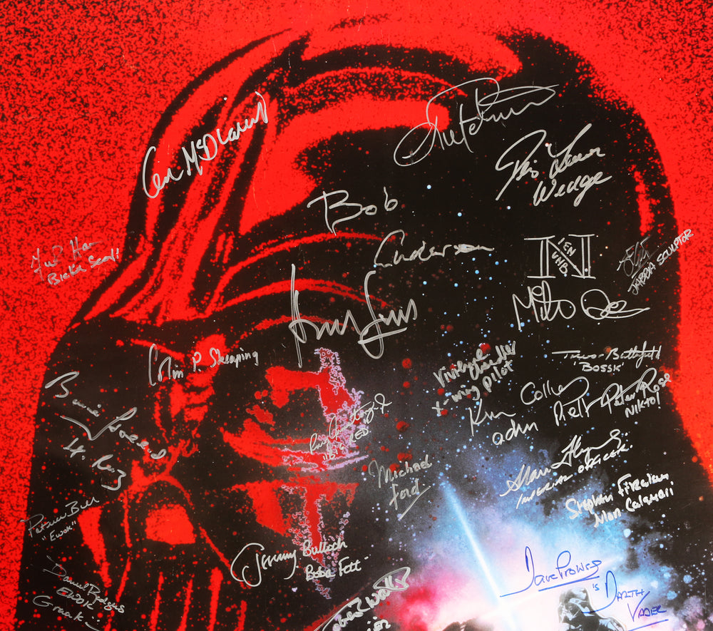 
                  
                    Star Wars: Return of the Jedi 27x40 Poster Cast Signed by Harrison Ford, Carrie Fisher,  Mark Hamill, lan McDiarmid, Anthony Daniels, Bob Anderson, Dave Prowse, Peter Mayhew, Jeremy Bulloch, & More
                  
                