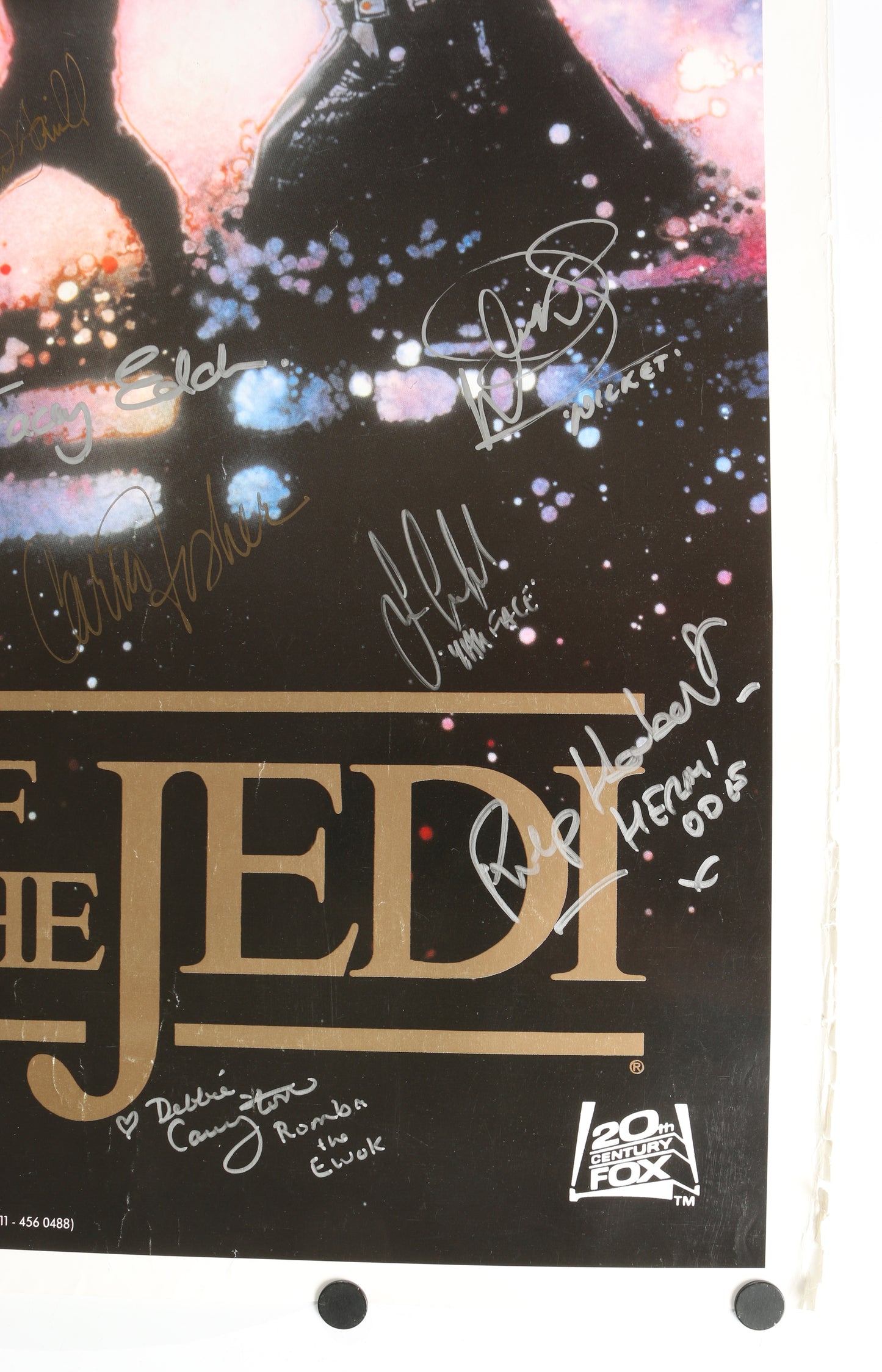 
                  
                    Star Wars: Return of the Jedi 27x40 Poster Cast Signed by Harrison Ford, Carrie Fisher,  Mark Hamill, lan McDiarmid, Anthony Daniels, Bob Anderson, Dave Prowse, Peter Mayhew, Jeremy Bulloch, & More
                  
                