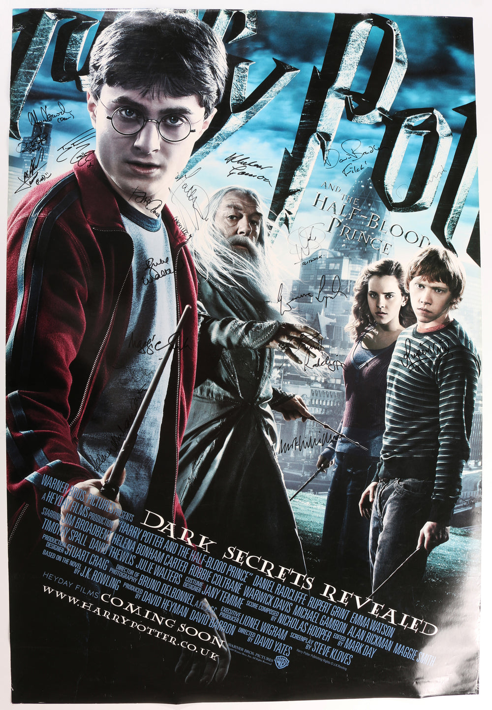 Harry Potter and the Half-Blood Prince 27x40 Poster Signed by Daniel Radcliffe, Emma Watson, Rupert Grint, Maggie Smith, Robbie Coltrane, Michael Gambon, Helena Bonham Carter, Director David Yates, & More
