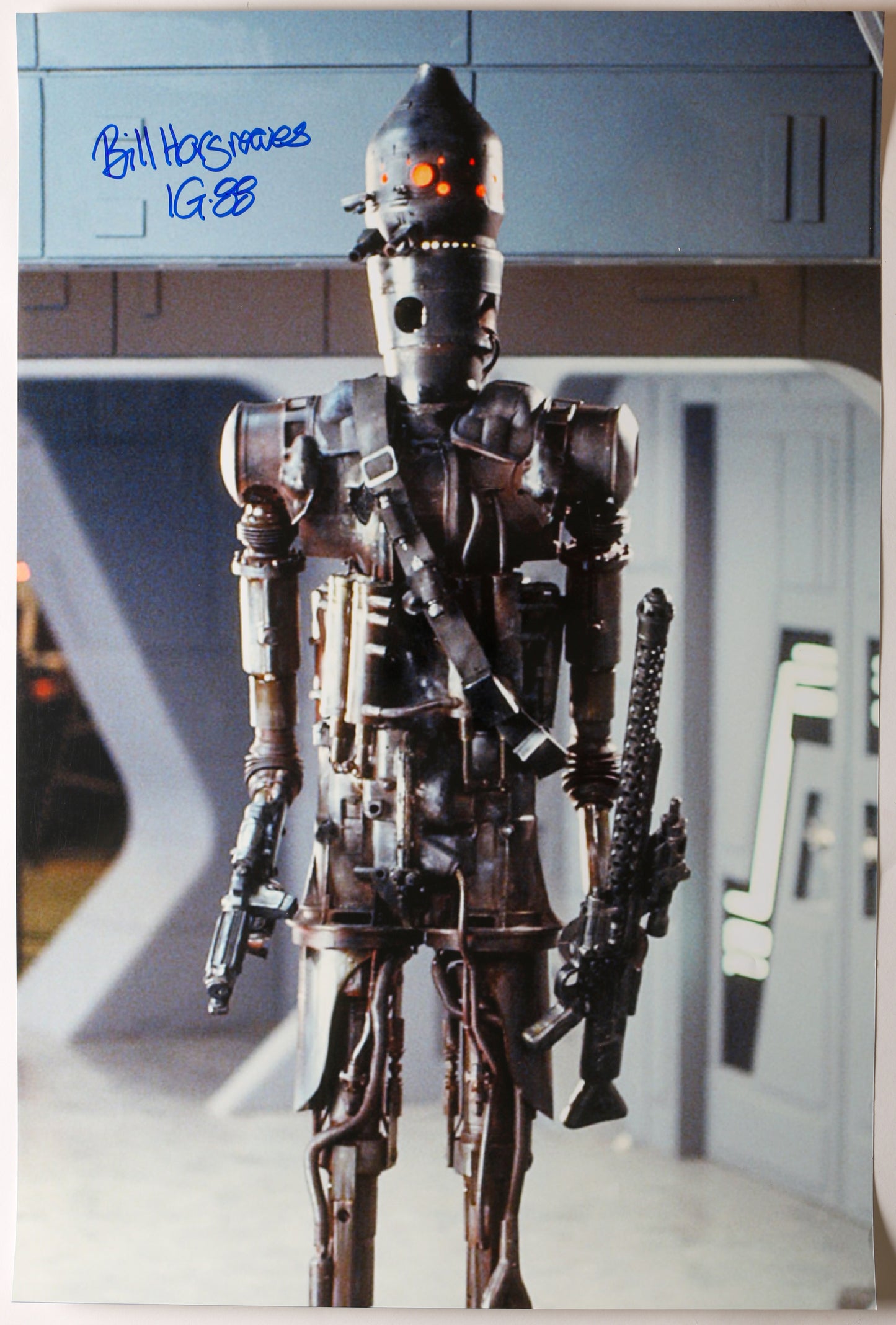 
                  
                    Bill Hargreaves as IG-88 Bounty Hunter in Star Wars: The Empire Strikes Back Signed 20x30 Poster with Character Name
                  
                