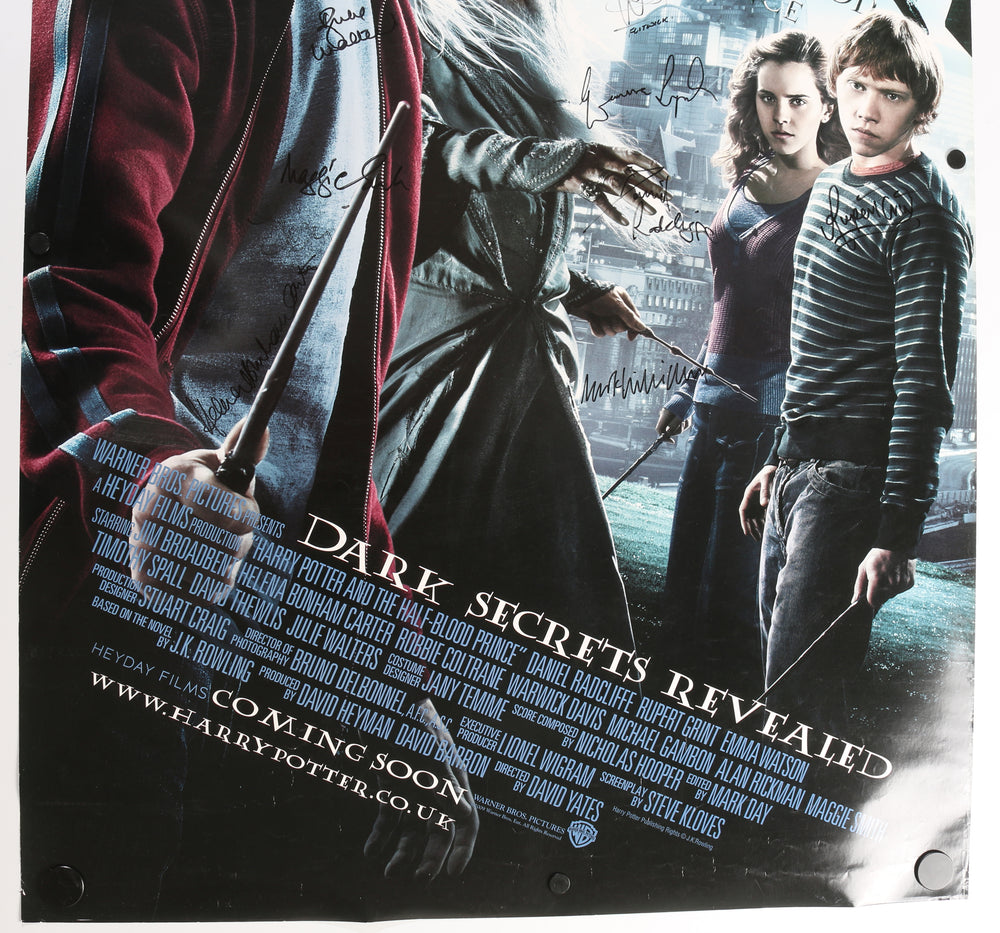 
                  
                    Harry Potter and the Half-Blood Prince 27x40 Poster Signed by Daniel Radcliffe, Emma Watson, Rupert Grint, Maggie Smith, Robbie Coltrane, Michael Gambon, Helena Bonham Carter, Director David Yates, & More
                  
                