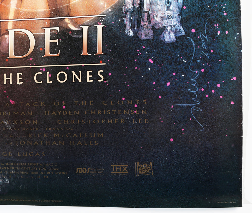 
                  
                    Ewan McGregor as Obi-Wan Kenobi, Natalie Portman as Padme Amidala, & Hayden Christensen as Anakin Skywalker in Star Wars Episode II: Attack of the Clones (SWAU) Signed 27x40 Poster
                  
                