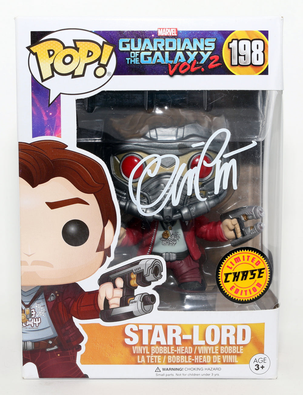 Chris Pratt as Peter Quill / Star-Lord in Guardians of the Galaxy Vol. 2 Limited Chase Edition (SWAU) Signed Funko POP! #198