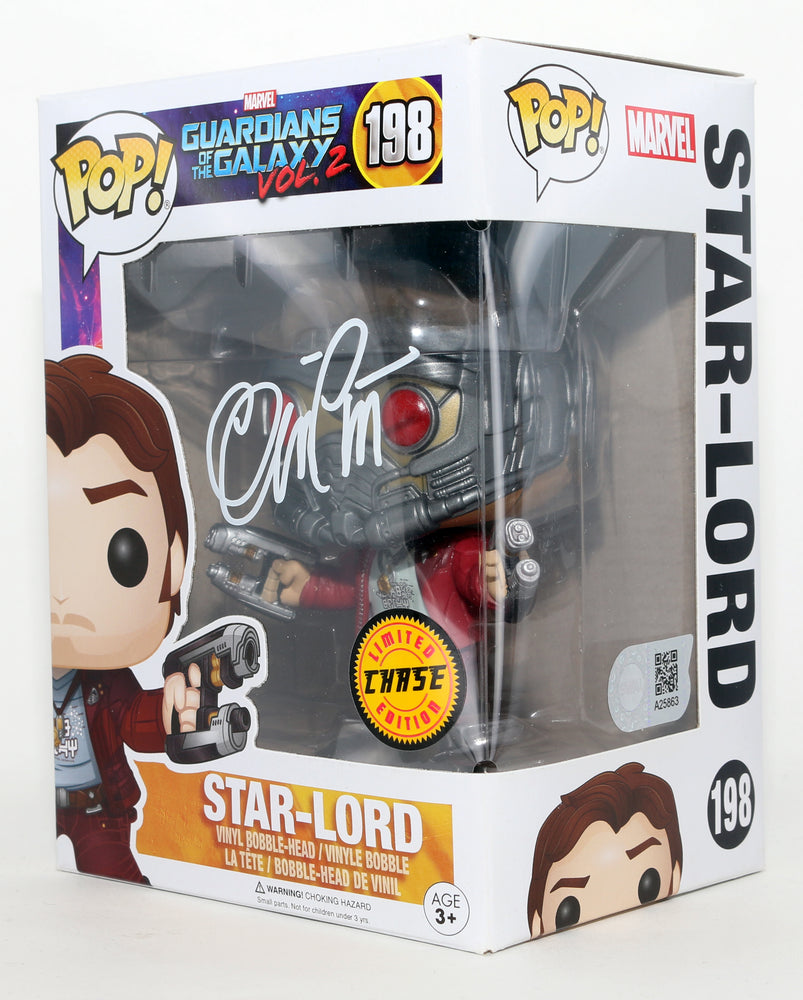 
                  
                    Chris Pratt as Peter Quill / Star-Lord in Guardians of the Galaxy Vol. 2 Limited Chase Edition (SWAU) Signed Funko POP! #198
                  
                