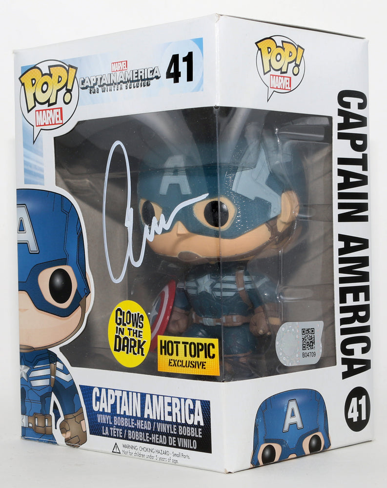
                  
                    Chris Evans as Captain America in Captain America: The Winter Soldier GITD Hot Topic Exclusive (SWAU) Signed Funko POP! #41
                  
                