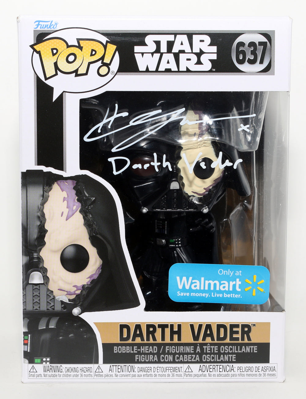 Hayden Christensen as Darth Vader in Star Wars: Obi-Wan Kenobi Walmart Exclusive (JSA) Signed Funko POP! #637 with Character Name