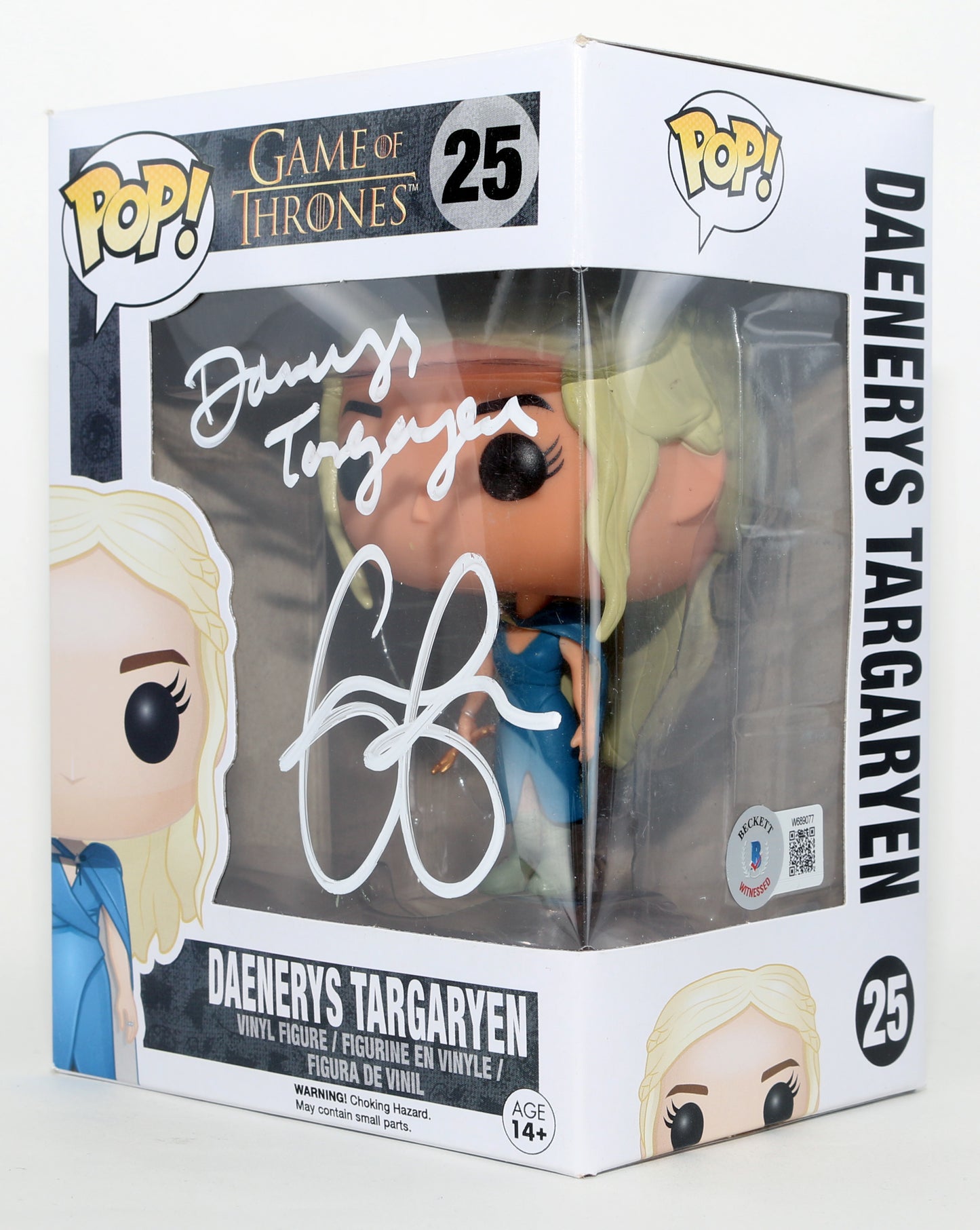 
                  
                    Emilia Clarke as Daenerys Targaryen in HBO's Game of Thrones (Beckett) Signed Funko POP! #25 with Character Name
                  
                