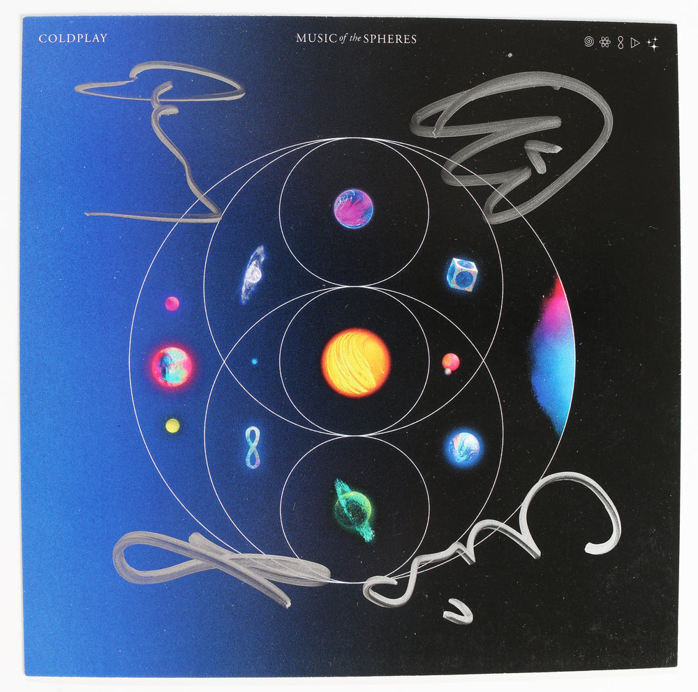 Coldplay: Music Of The Spheres CD Album Insert Band Signed by Chris Martin, Jonny Buckland, Guy Berryman, & Will Champion
