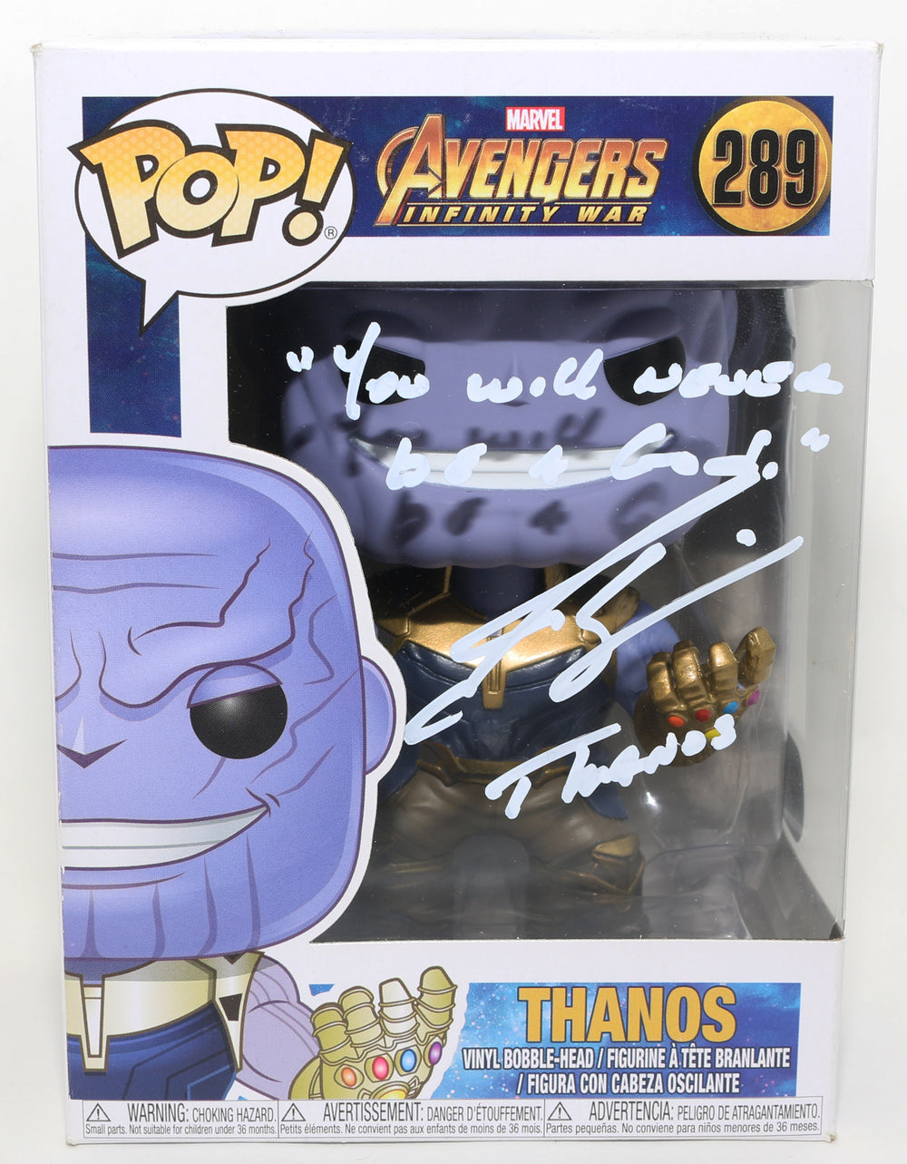 Josh Brolin as Thanos in Avengers: Infinity War (SWAU) Signed Funko POP! #289 with Character Name and Quote