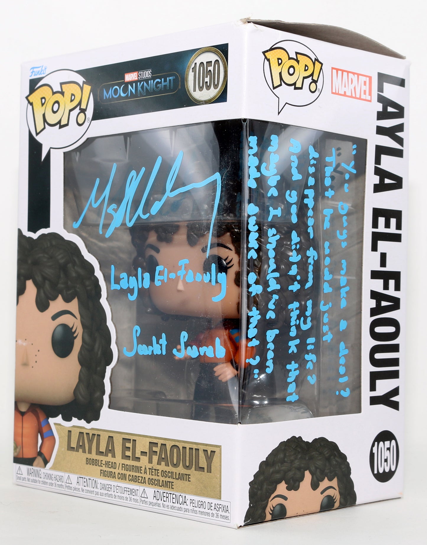 
                  
                    May Calamawy as  Layla El-Faouly / Scarlet Scarab in Moon Knight Signed Funko POP! #1050 with Character Name & Quote
                  
                