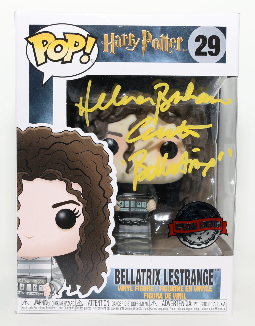 Helena Bonham Carter as Bellatrix LeStrange [Prison Outfit] in Harry Potter & The Prisoner of Azkaban Special Edition Signed Funko POP! #29 with Character Name