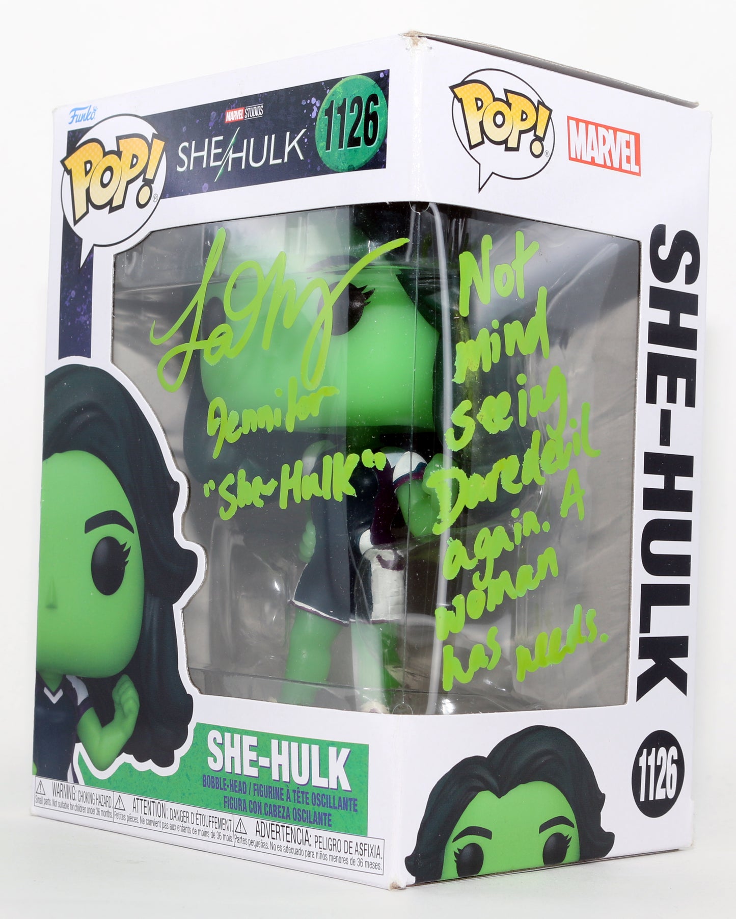 
                  
                    Tatiana Maslany as She-Hulk in She-Hulk Signed Funko POP! #1126 with Character Name & Quote
                  
                