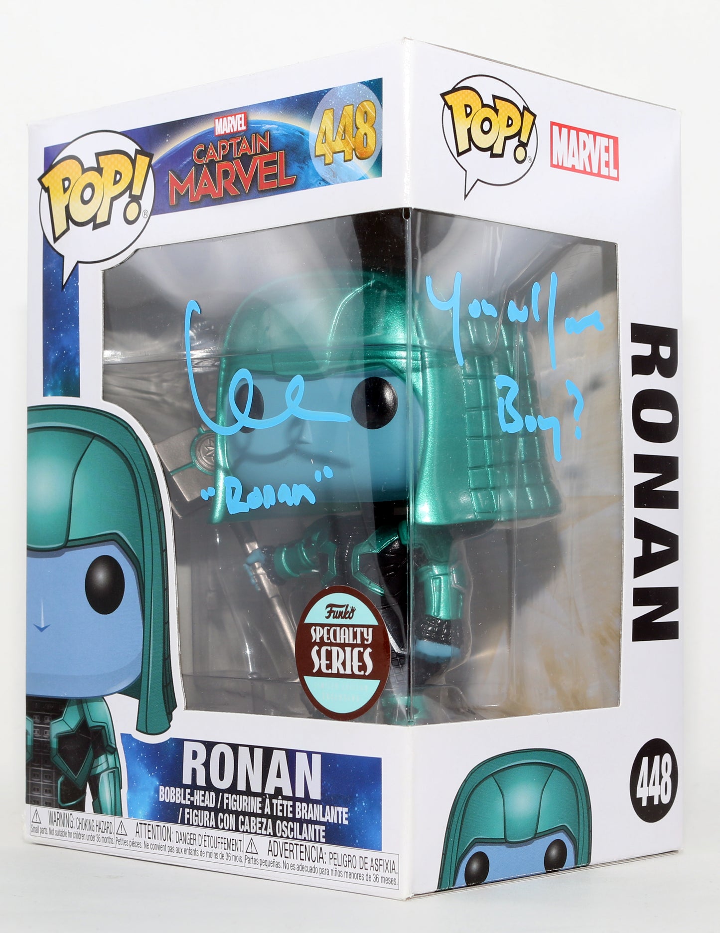 
                  
                    Lee Pace as Ronan in Captain Marvel Specialty Series Signed Funko POP! #448 with Character Name & Quote
                  
                