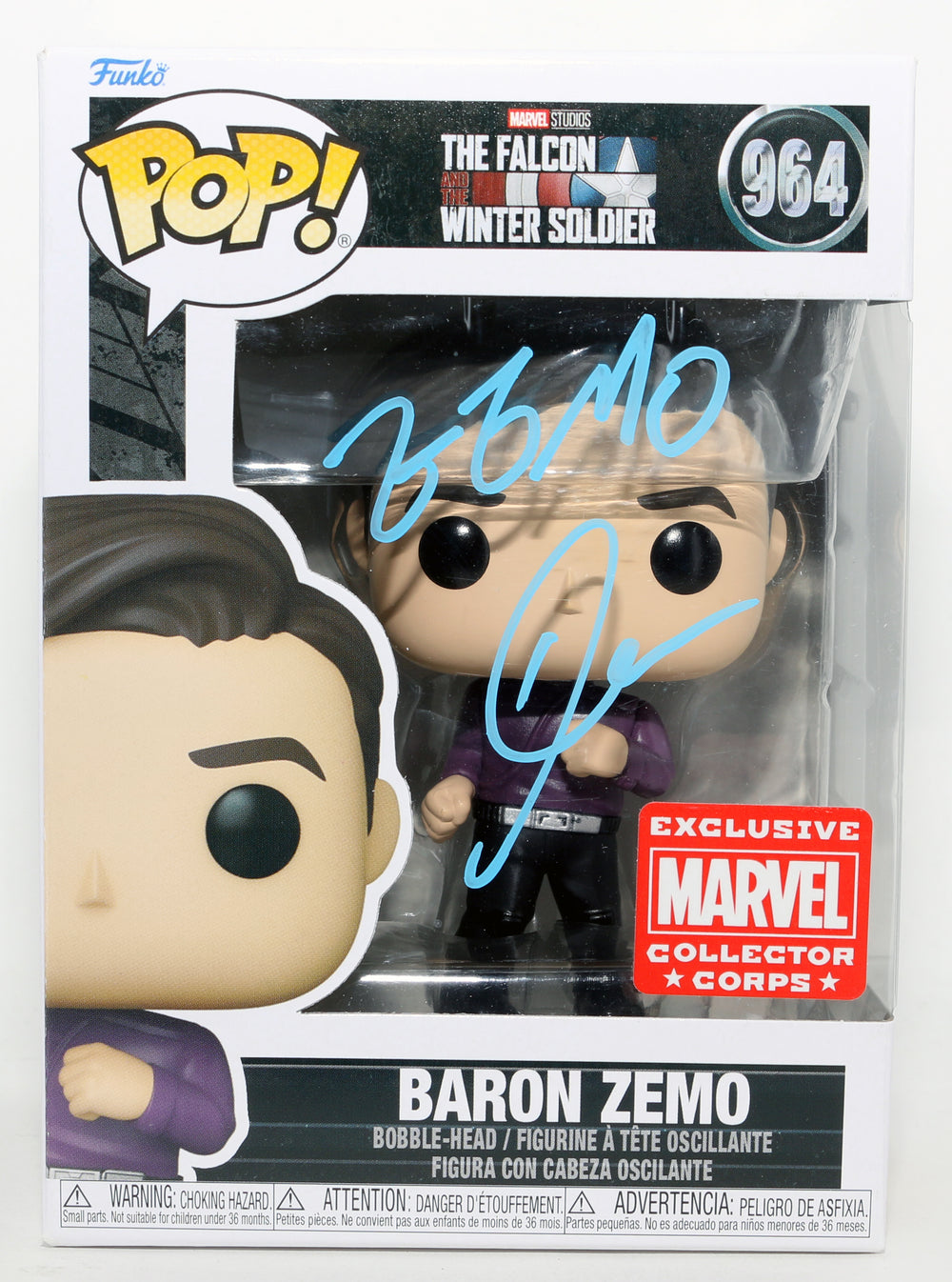 Daniel Brühl as Helmut Zemo in Falcon & the Winter Soldier Marvel Collector Corps Exclusive Signed Funko POP! #964 with Character Name