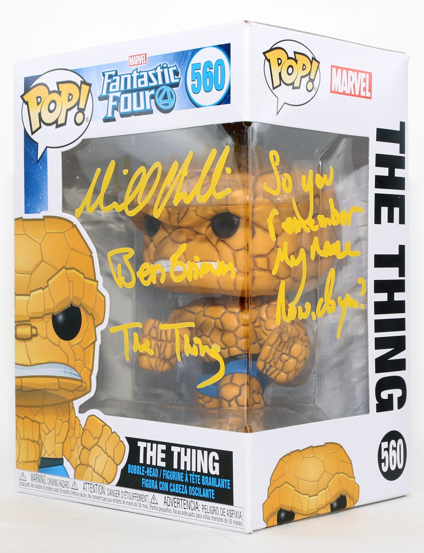 
                  
                    Michael Chiklis as Ben Grimm / The Thing in Fantastic Four Signed Funko POP! #560 with Character Names & Quote
                  
                