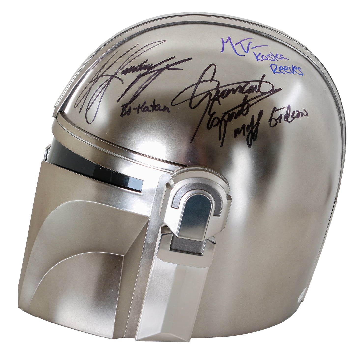 
                  
                    Star Wars: The Mandalorian Prop Replica Light Up Helmet Cast Signed by Katee Sackhoff, Rosario Dawson, Mercedes Varnado, Carl Weathers, Emily Swallow, and Giancarlo Esposito
                  
                
