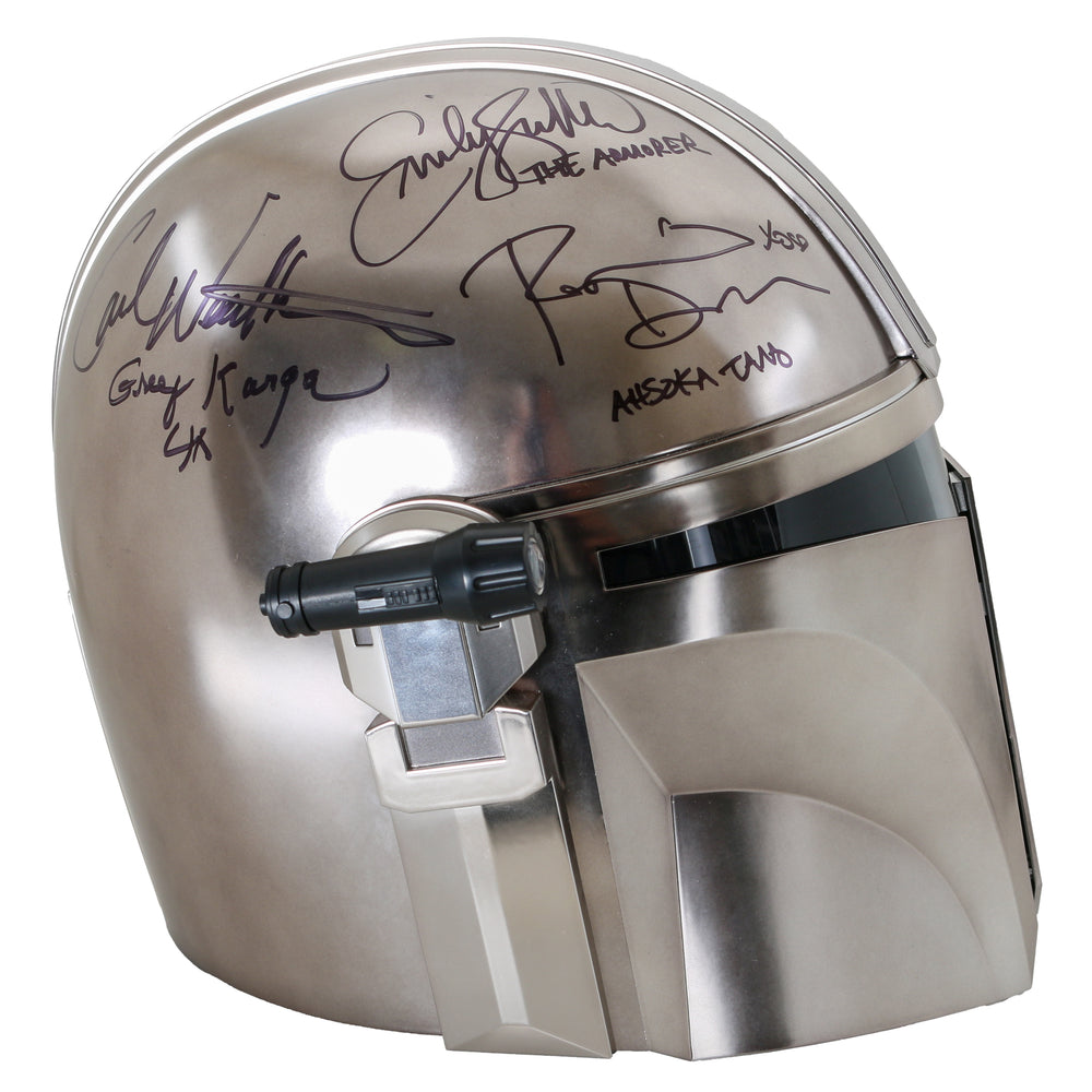 
                  
                    Star Wars: The Mandalorian Prop Replica Light Up Helmet Cast Signed by Katee Sackhoff, Rosario Dawson, Mercedes Varnado, Carl Weathers, Emily Swallow, and Giancarlo Esposito
                  
                