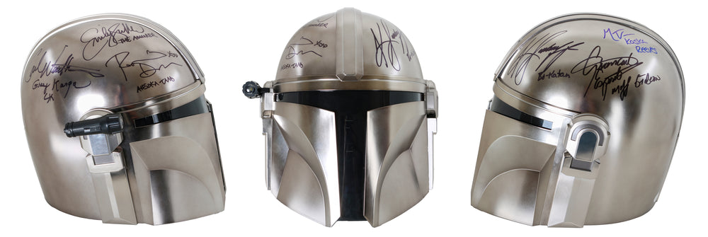 Star Wars: The Mandalorian Prop Replica Light Up Helmet Cast Signed by Katee Sackhoff, Rosario Dawson, Mercedes Varnado, Carl Weathers, Emily Swallow, and Giancarlo Esposito