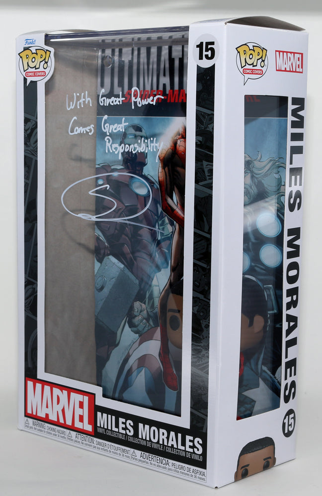 
                  
                    Shameik Moore as Miles Morales / Spider-Man in Spider-Man: Into the Spider-Verse Signed Funko POP! #15 with Quote
                  
                