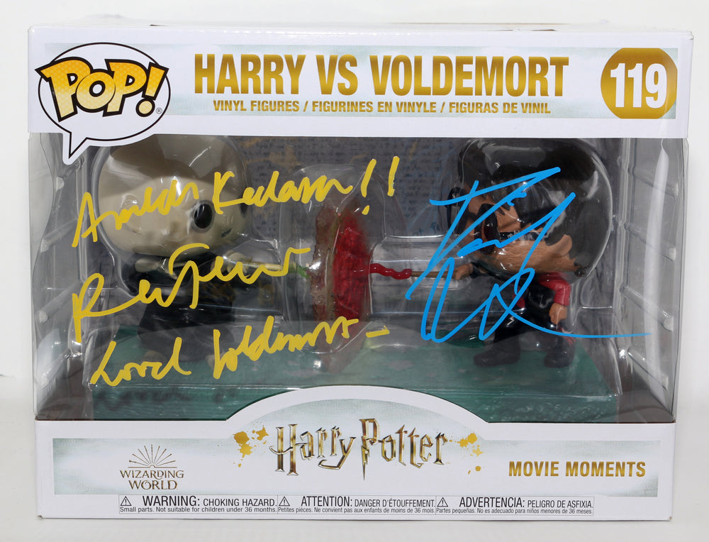 Ralph Fiennes as Lord Voldemort & Daneil Radcliffe as Harry Potter in Harry Potter & the Goblet of Fire Signed Movie Moments Oversized Funko POP! #119 with Character Name & Quote