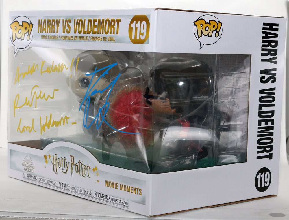 
                  
                    Ralph Fiennes as Lord Voldemort & Daneil Radcliffe as Harry Potter in Harry Potter & the Goblet of Fire Signed Movie Moments Oversized Funko POP! #119 with Character Name & Quote
                  
                