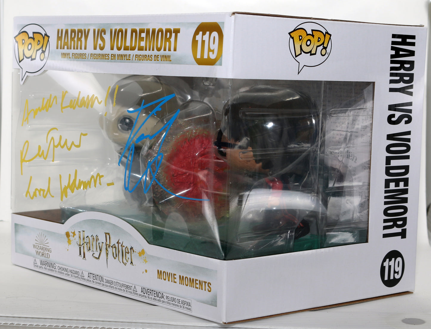 
                  
                    Ralph Fiennes as Lord Voldemort & Daneil Radcliffe as Harry Potter in Harry Potter & the Goblet of Fire Signed Movie Moments Oversized Funko POP! #119 with Character Name & Quote
                  
                