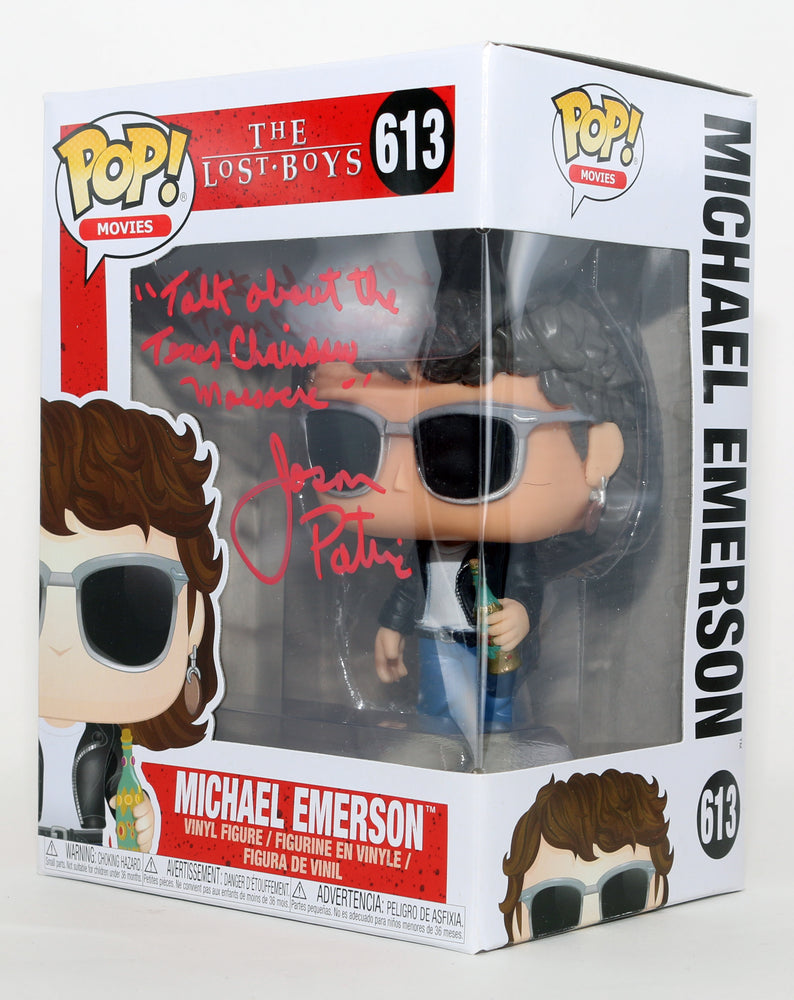 
                  
                    Jason Patric as Michael Emerson in The Lost Boys Signed Funko POP! #613 with Character Name & Quote
                  
                