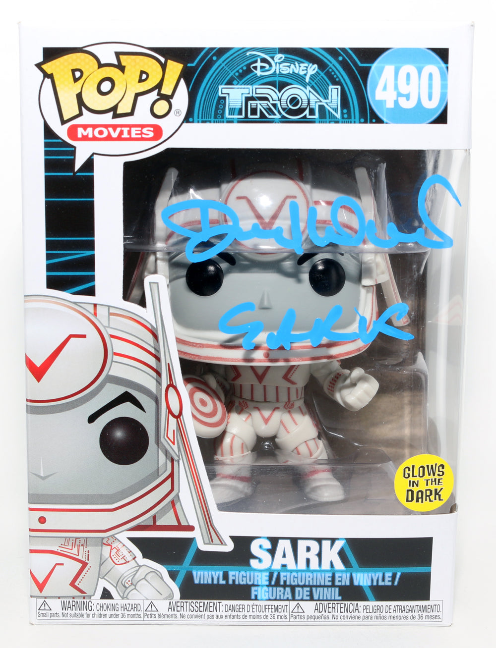 David Warner as Sark in Tron GITD (JSA) Signed Funko POP! #490 with Character Name