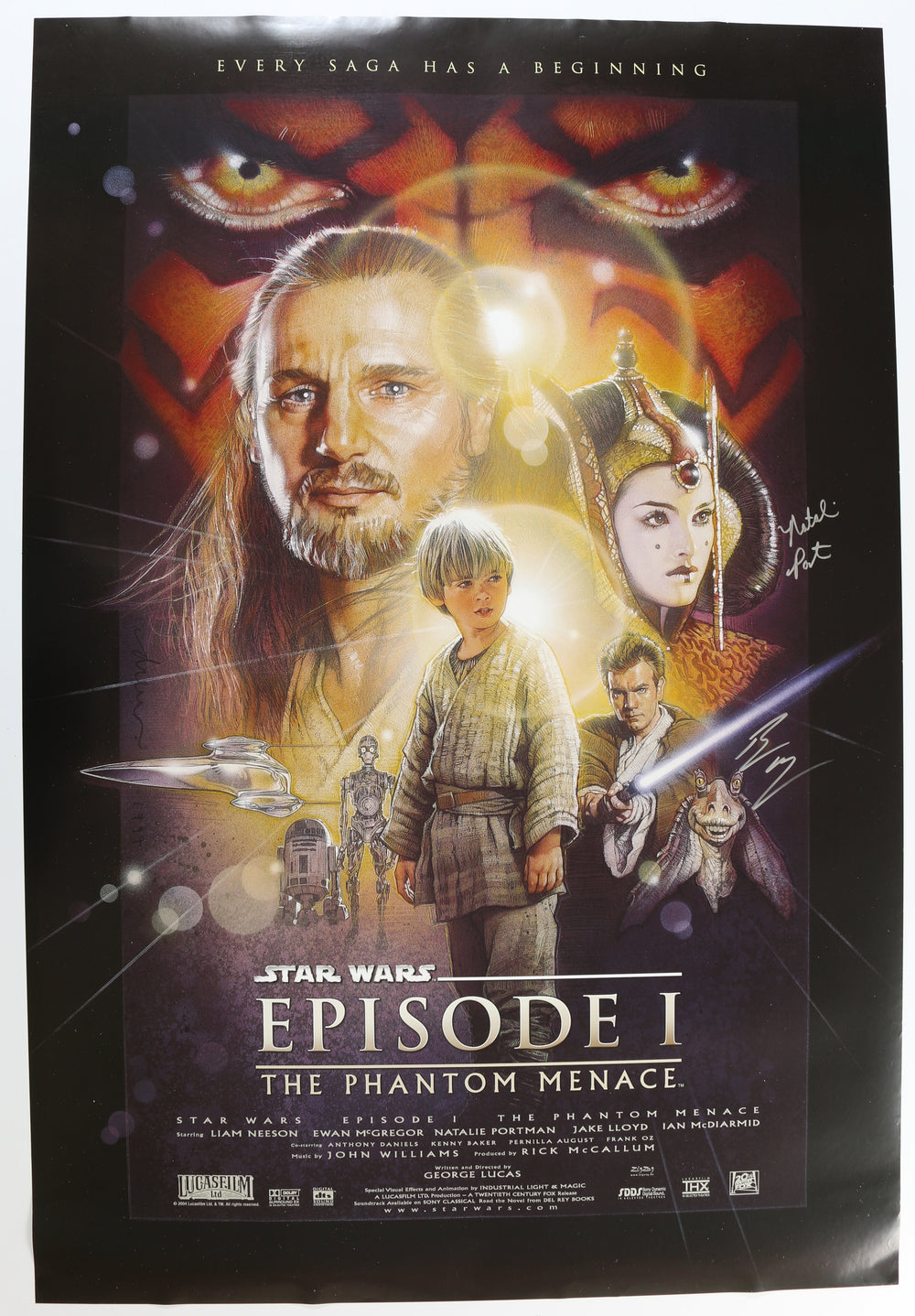 Natalie Portman as Padme / Queen Amidala & Ewan McGregor as Obi-Wan Kenobi in Star Wars Episode I: The Phantom Menace (SWAU) Signed 27x40 Poster