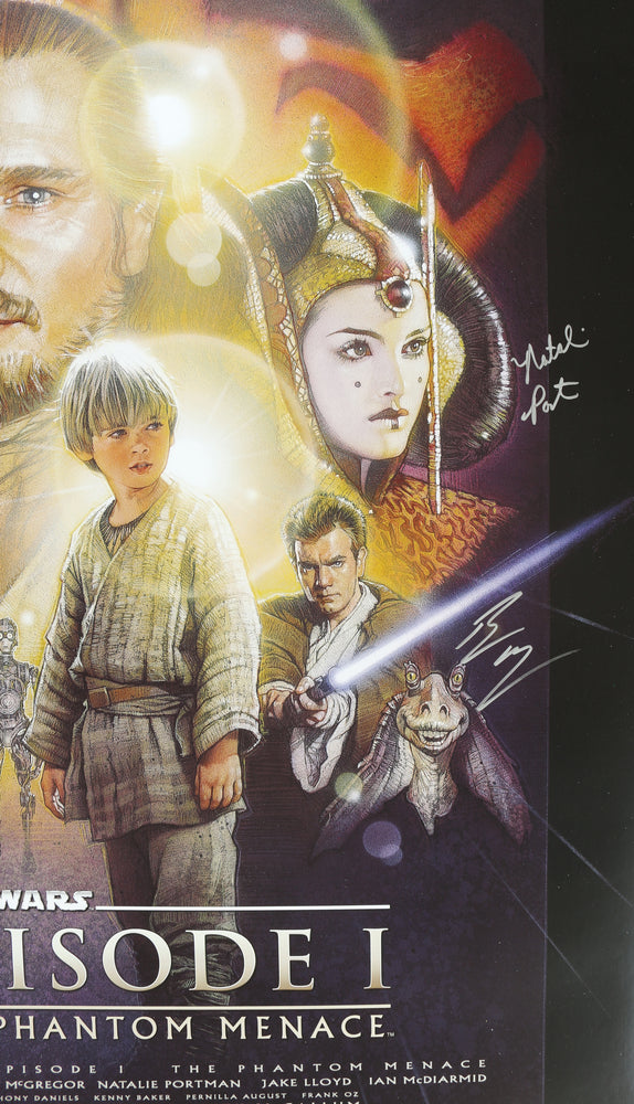 
                  
                    Natalie Portman as Padme / Queen Amidala & Ewan McGregor as Obi-Wan Kenobi in Star Wars Episode I: The Phantom Menace (SWAU) Signed 27x40 Poster
                  
                