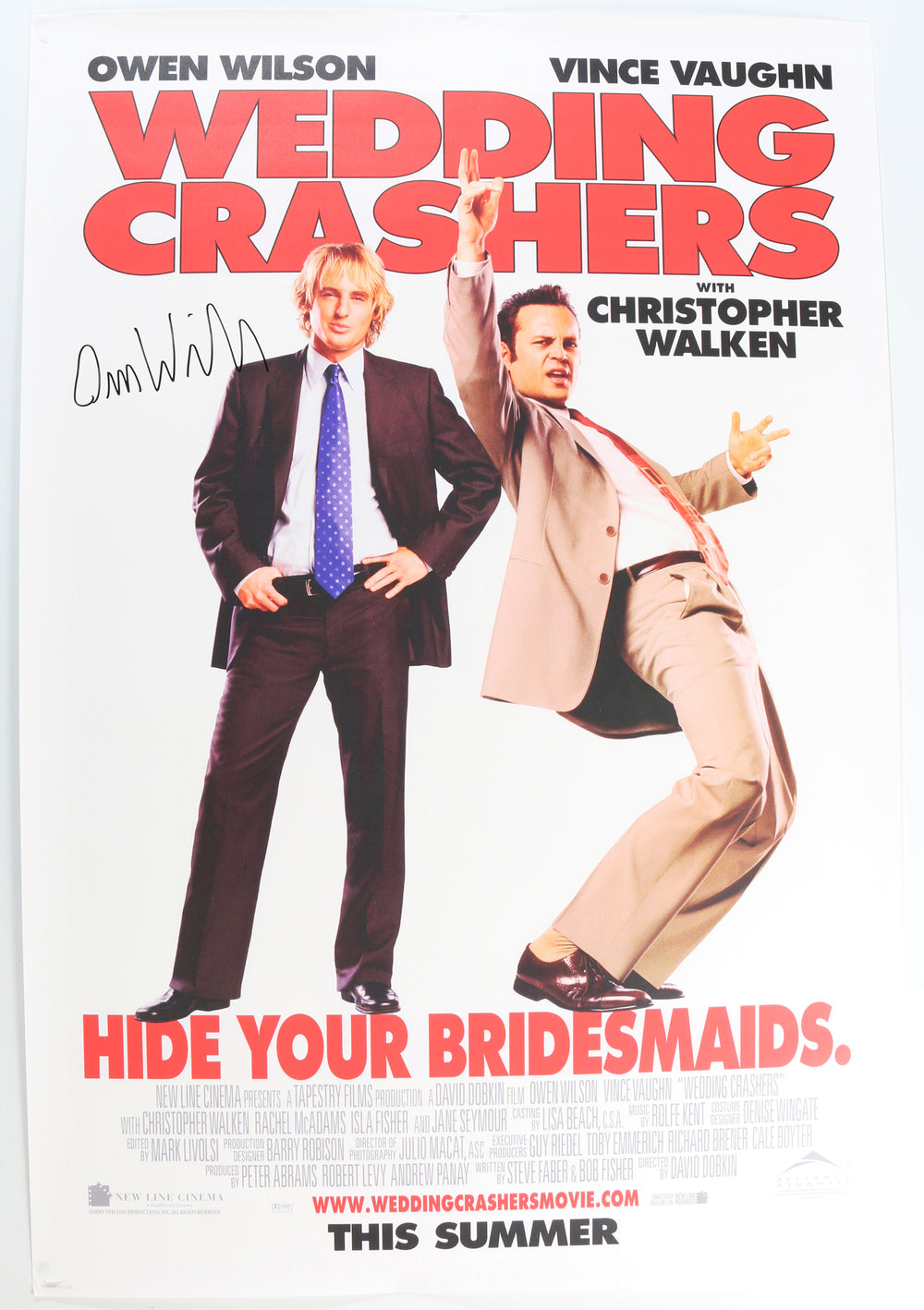 Owen Wilson as John Beckwith in Wedding Crashers (SWAU) Signed 27x40 Poster