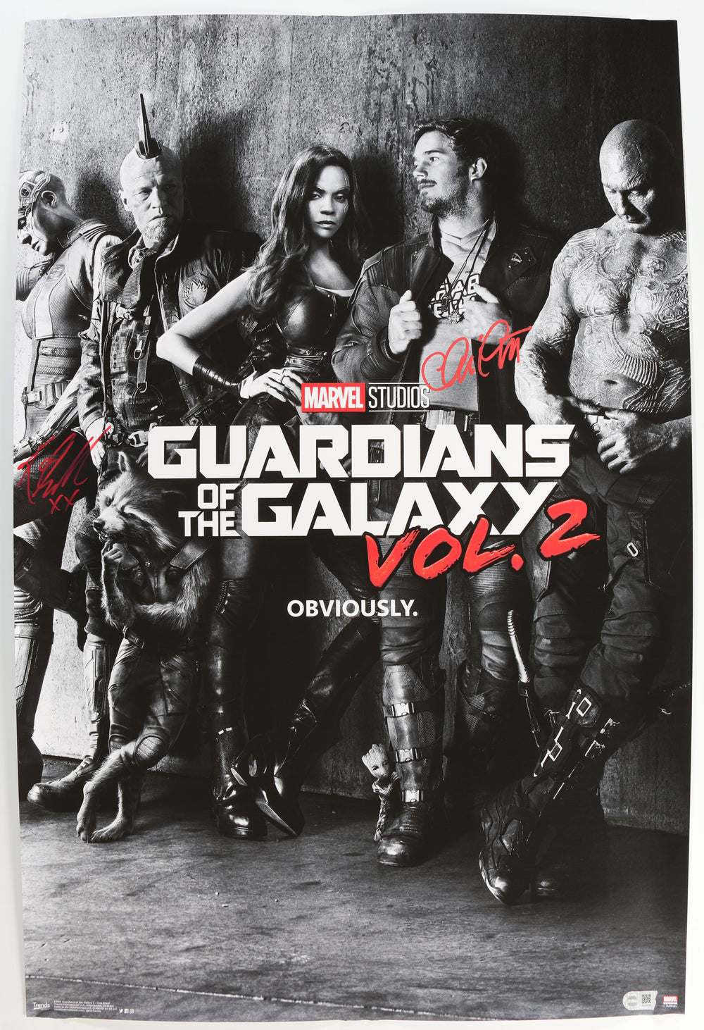 Chris Pratt as Star-Lord & Karen Gillan as Nebula in Guardians of the Galaxy Vol. 2 (SWAU) Signed 22x34 Poster