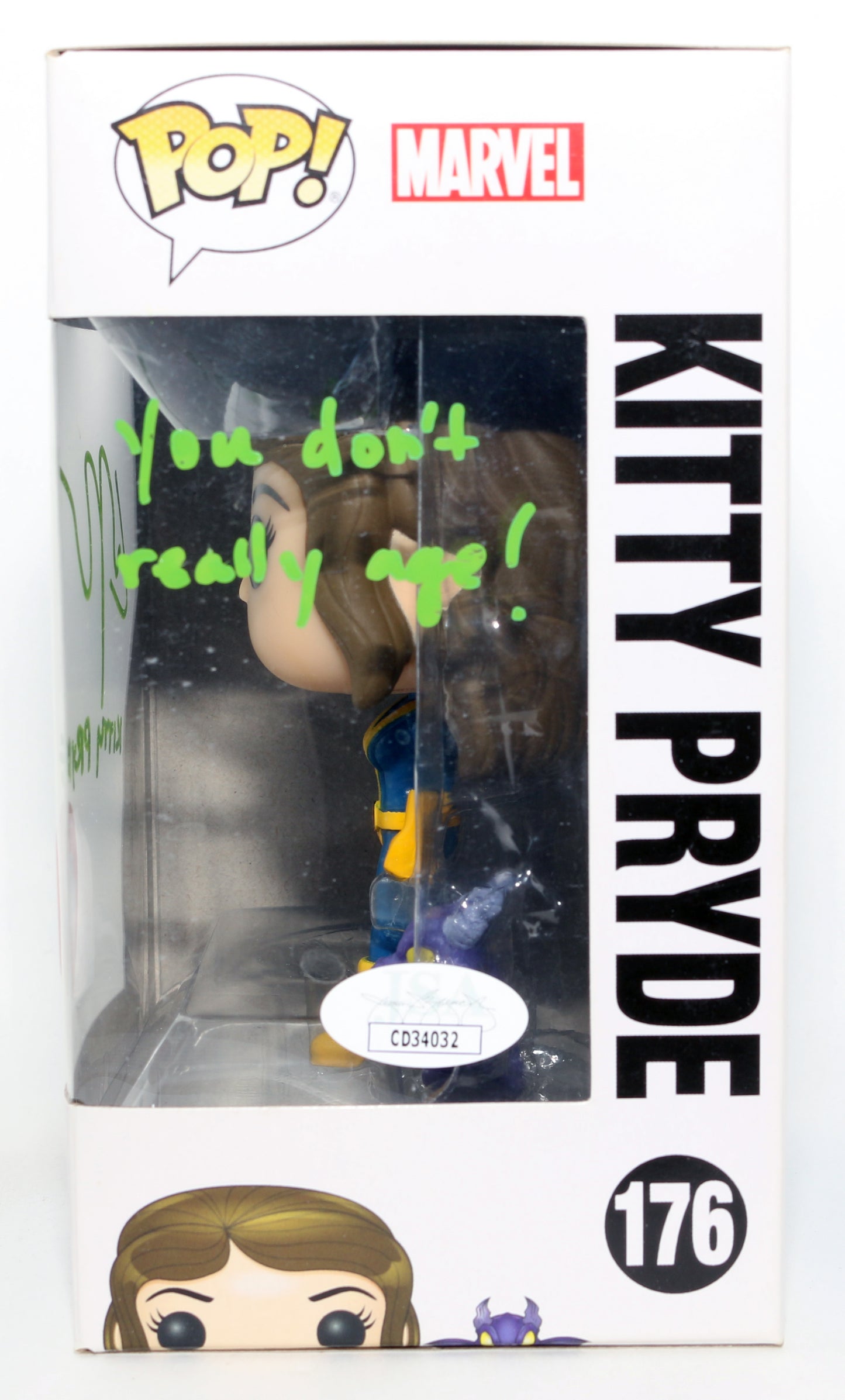 
                  
                    Elliot Page as Kitty Pryde in X-Men 2016 New York Comic Con Exclusive (JSA) Signed Funko POP! #176 with Character Name & Quote
                  
                