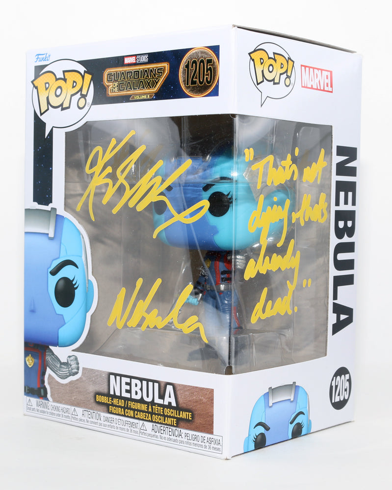 
                  
                    Karen Gillan as Nebula in Guardians of the Galaxy Vol. 3 Signed Funko POP! #1205 with Character Name & Quote
                  
                