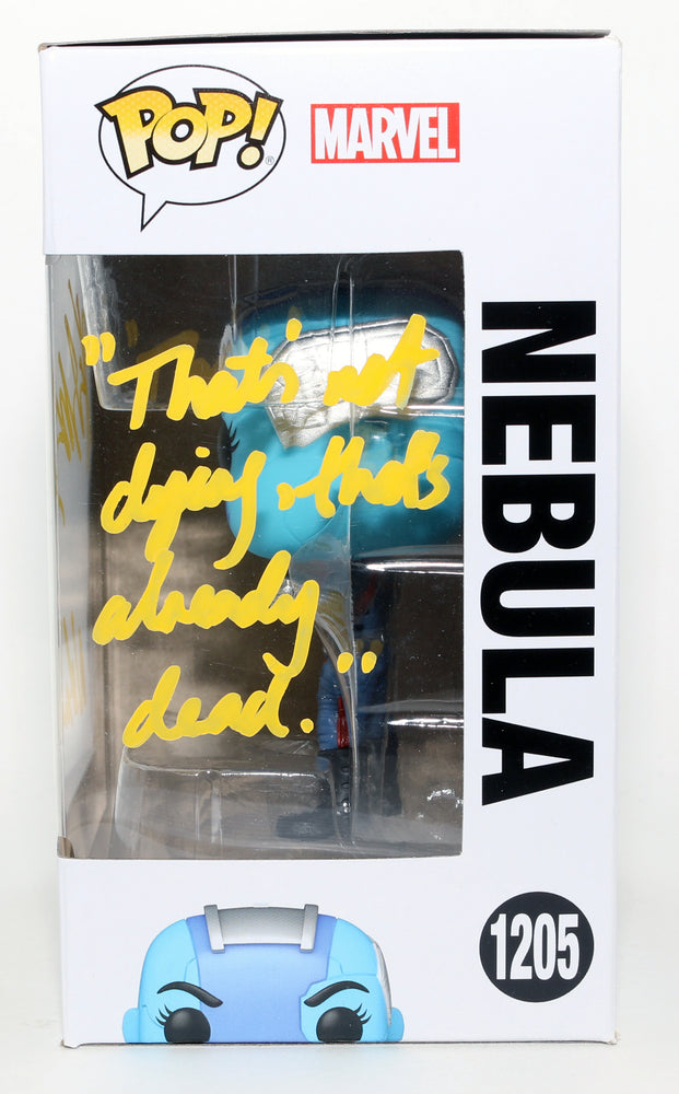 
                  
                    Karen Gillan as Nebula in Guardians of the Galaxy Vol. 3 Signed Funko POP! #1205 with Character Name & Quote
                  
                