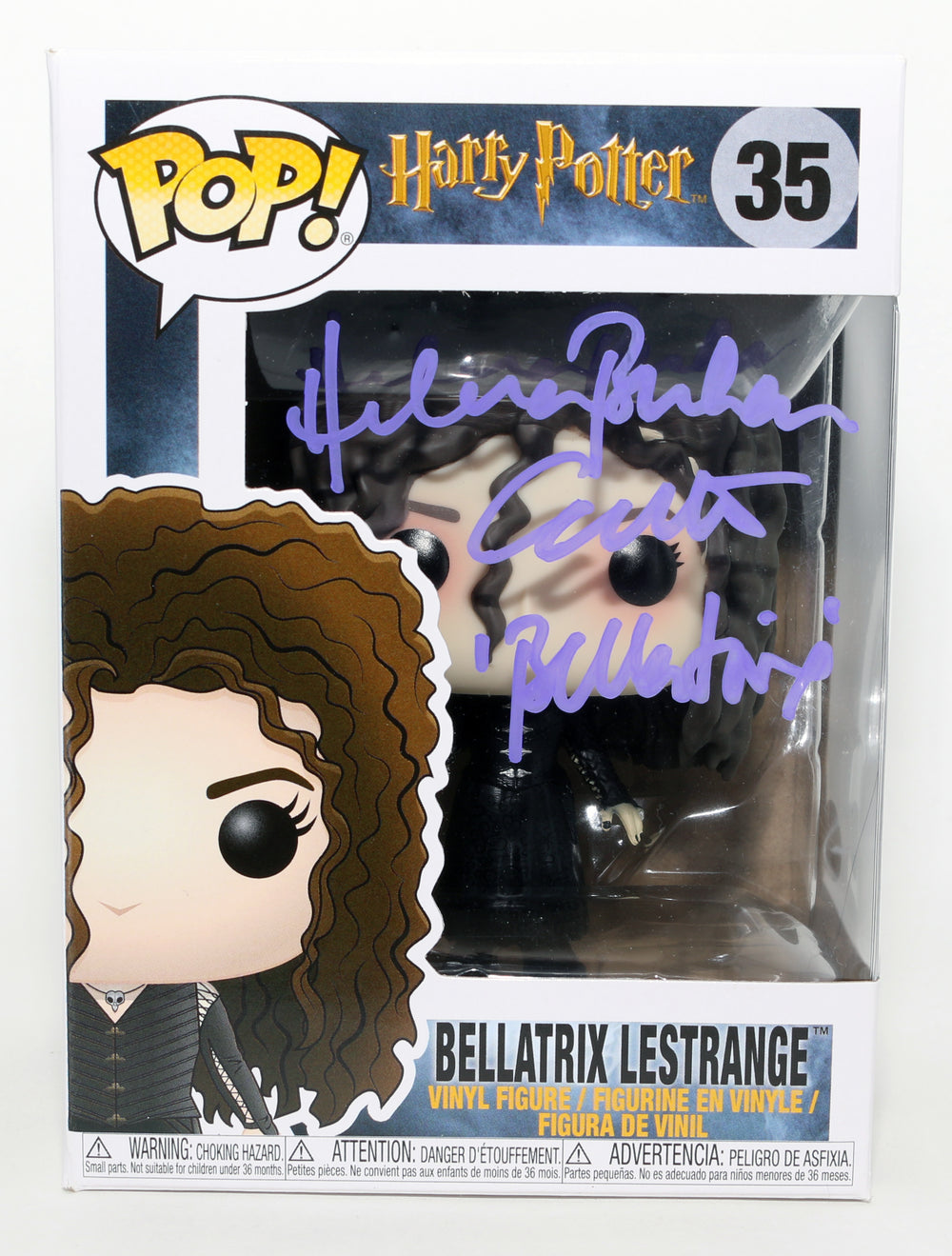 Helena Bonham Carter as Bellatrix LeStrange [Black Dress] in Harry Potter & the Goblet of Fire (JSA) Signed Funko POP! #35 with Character Name