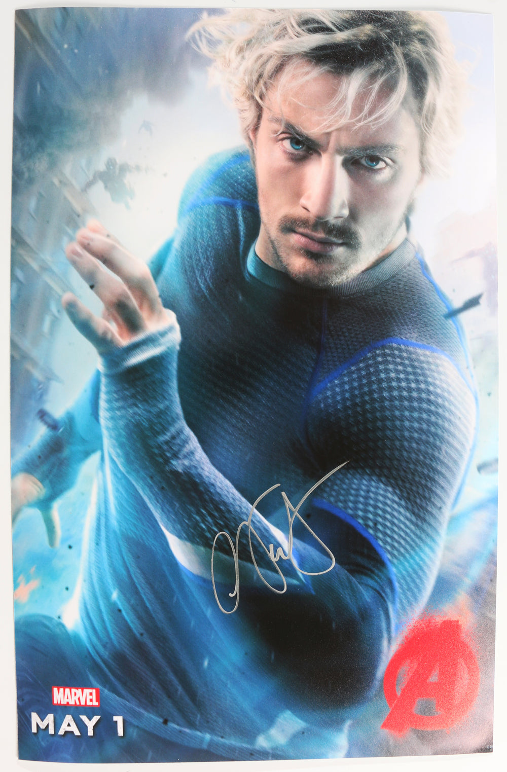 Aaron Taylor-Johnson as Pietro Maximoff in Avengers: Age of Ultron Signed 11x17 Mini Poster