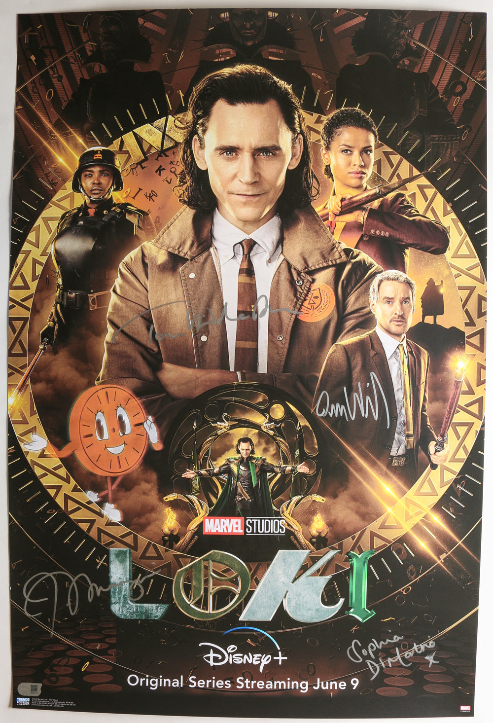Loki 22x33.5 Poster (SWAU) Cast Signed by Tom Hiddleston, Owen Wilson, Sophia Di Martino, & Jonathan Majors
