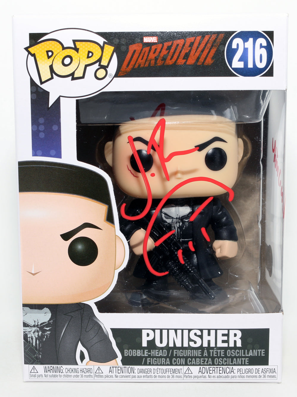 Jon Bernthal as The Punisher in Daredevil (Beckett) Signed Funko POP! #216 with Character Name & Remark
