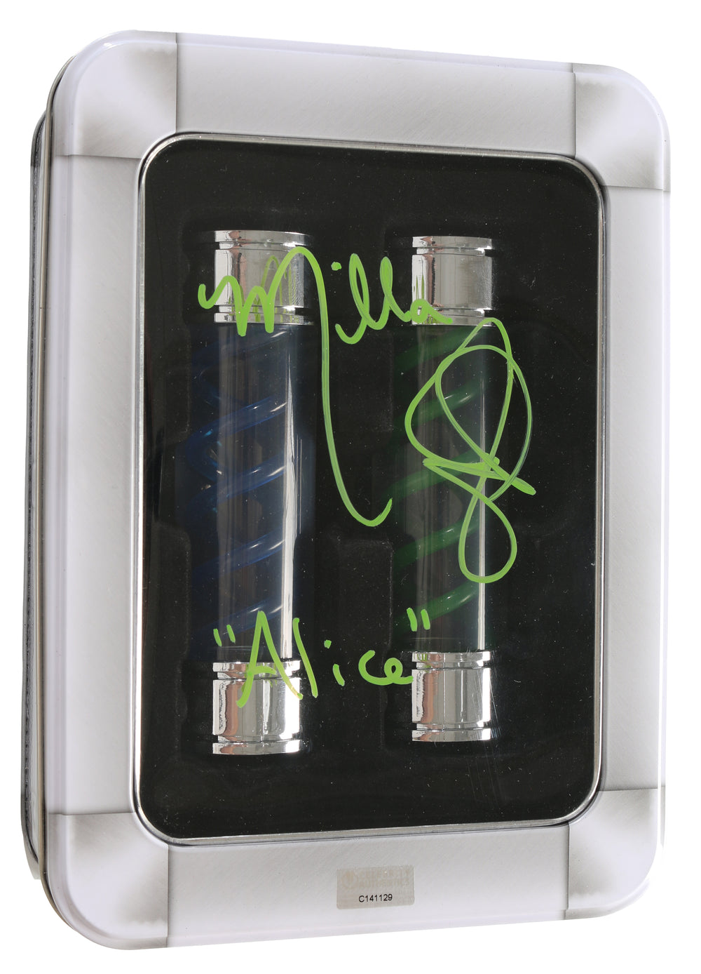 Milla Jovovich as Alice in Resident Evil T-Virus & G-Vaccine Prop Replica Set in Case (Celebrity Authentics ) Signed with Character Name