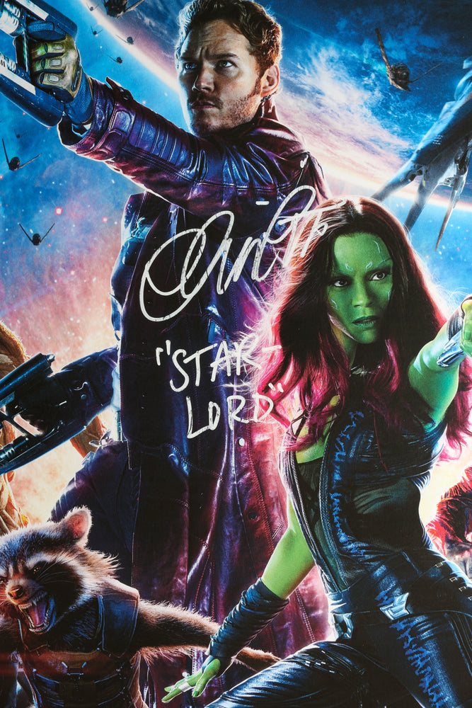 
                  
                    Chris Pratt as Star-Lord in Guardians of the Galaxy (SWAU) Signed 22x34 Poster with Character Name
                  
                